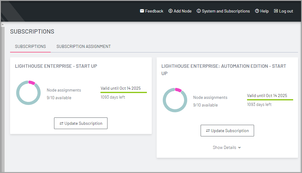 Image of Lighthouse UI showing how to subscribe -2